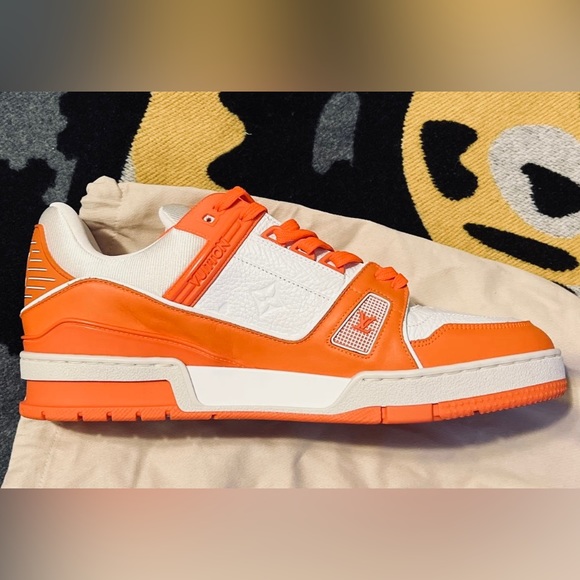 NEW Louis Vuitton Orange Monogram Embossed Trainer Sneakers - Picture 12 of 15